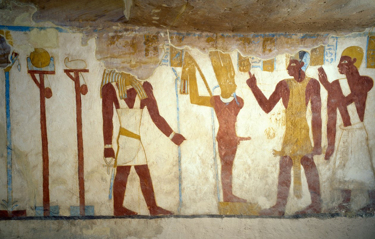 Seinämaalauksia Pa Nentwyn haudasta, Bahariya Oasis, Giza, Egyptin sivilisaatio, 26. dynastia, 663-525 eKr. tekijältä Egyptian 26th Dynasty