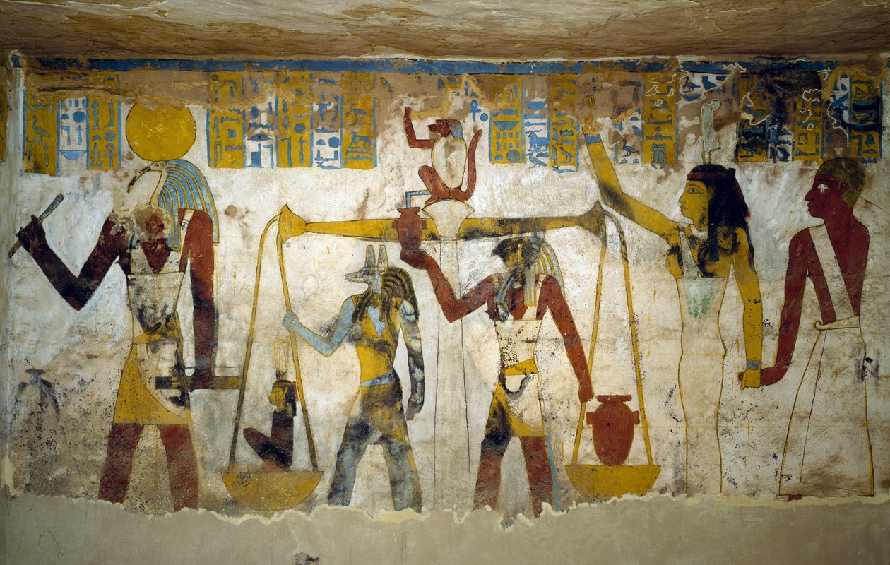 Pintures murals de la cambra funerària de la tomba de Pa Nentwy, oasi de Bahariya, Gizeh, Egipte. Civilització egípcia, dinastia 26, 663-525 aC.finès tekijältä Egyptian 26th Dynasty