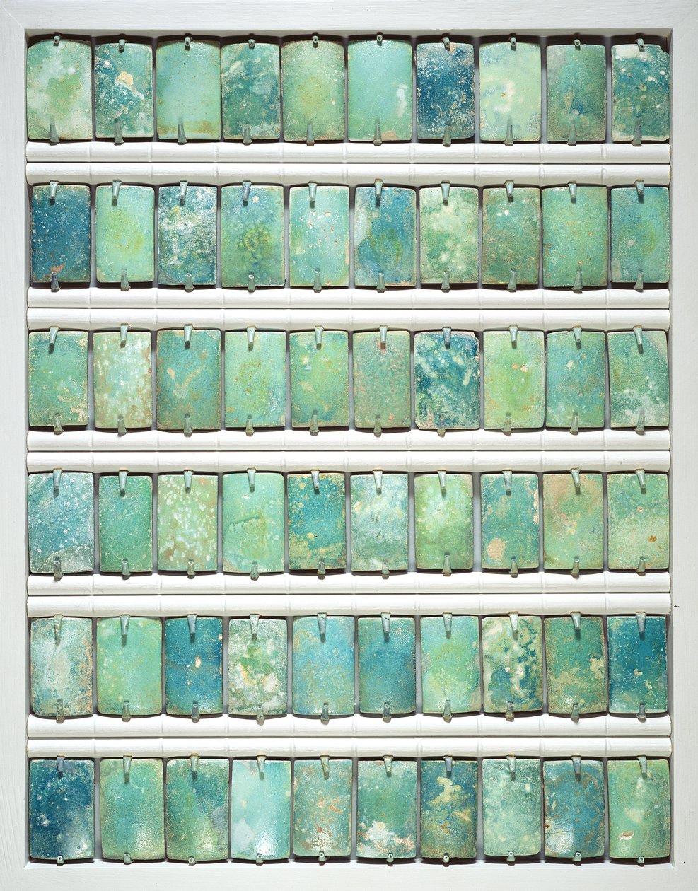 Laatat, Djoserin porraspyramidista, Saqqara, Vanha kuningaskunta, 2667-2648 eKr. (fajanssi) tekijältä Egyptian 3rd Dynasty