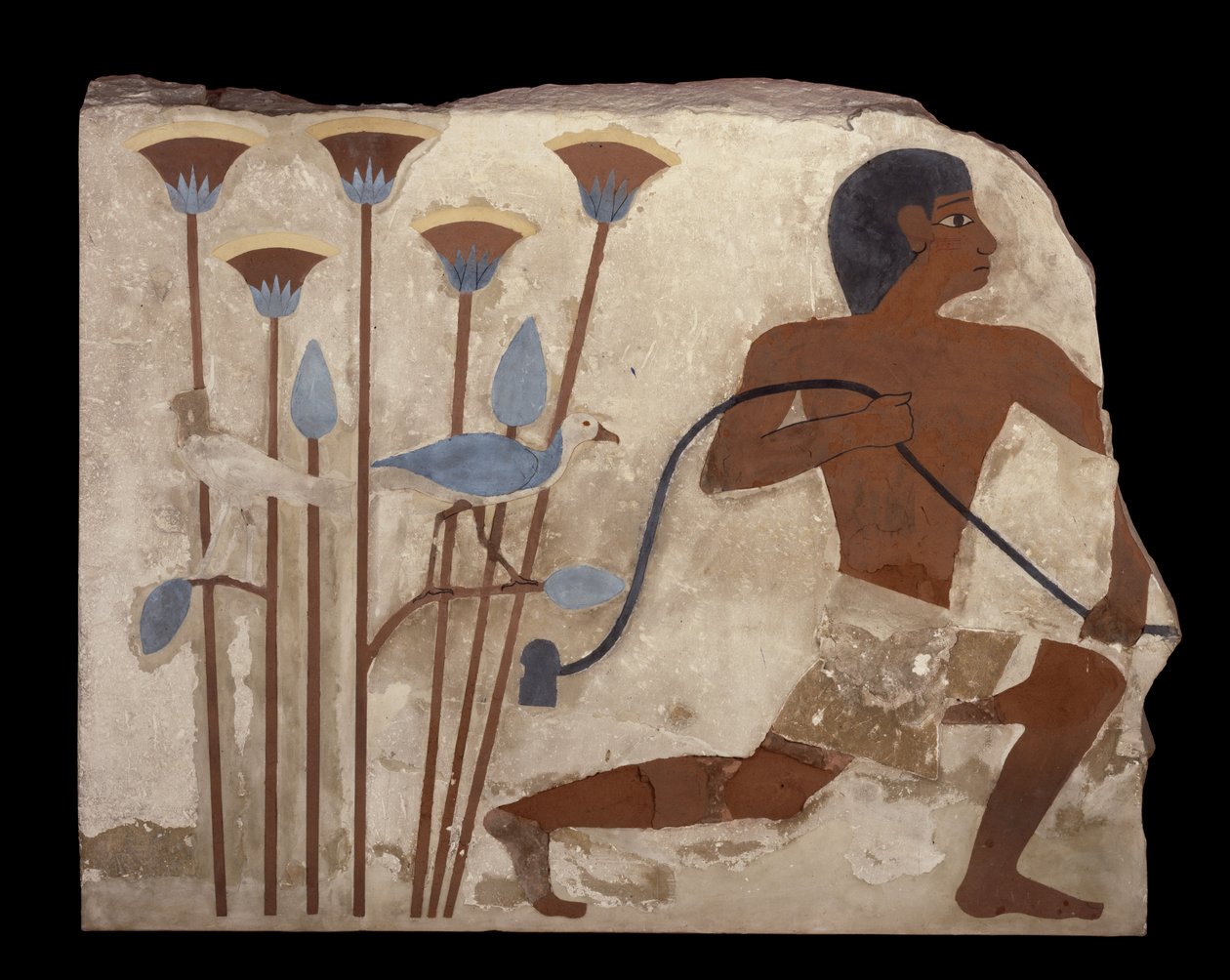 Bird Snaring, helpotus Nefermaatin haudasta, Vanha kuningaskunta, n. 2620 eKr. (maalattu stukkoreliefi) tekijältä Egyptian 4th Dynasty