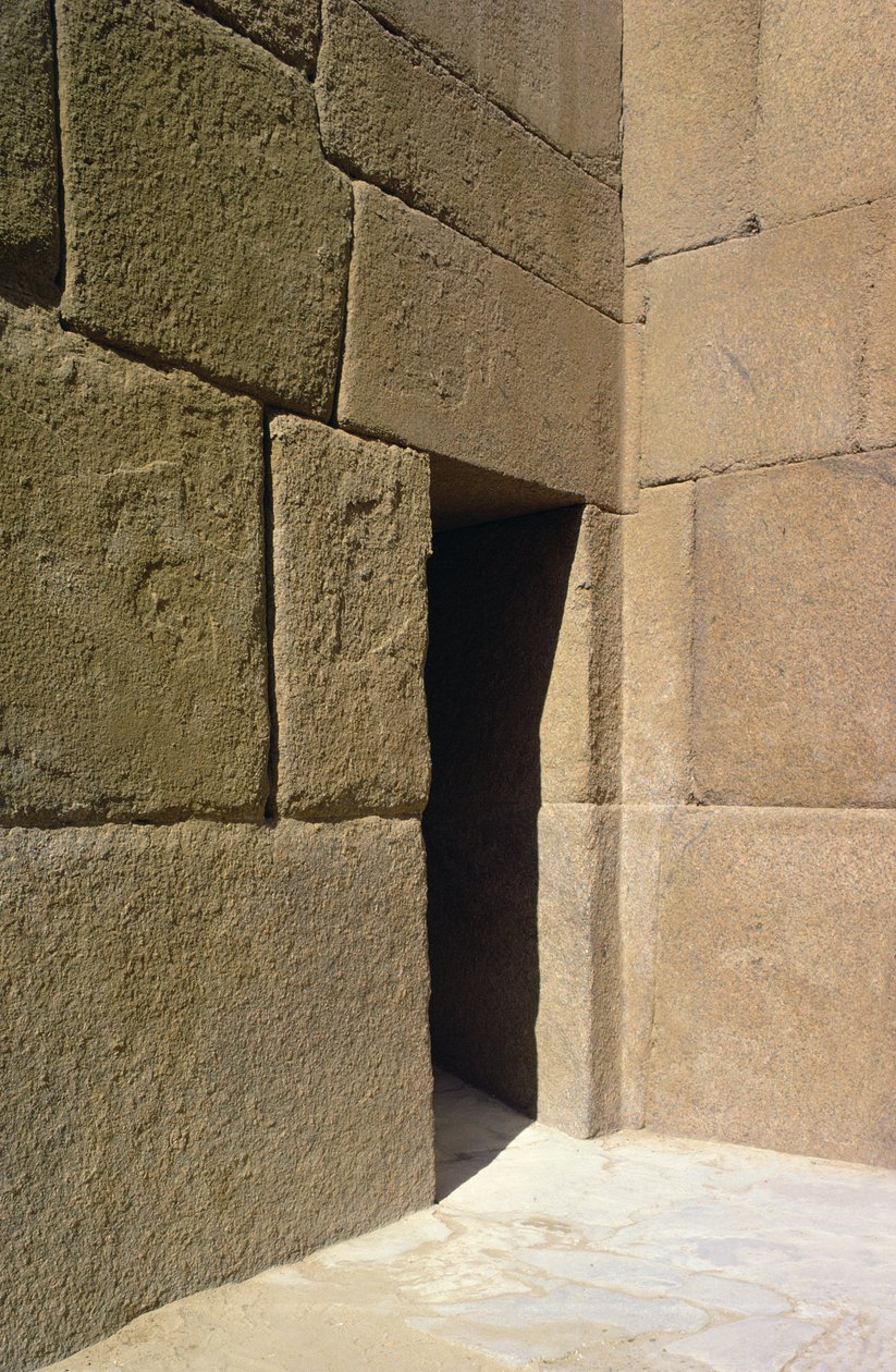 Graniittiseinä Khafren laakson temppelistä, vanhasta kuningaskunnasta tekijältä Egyptian 4th Dynasty