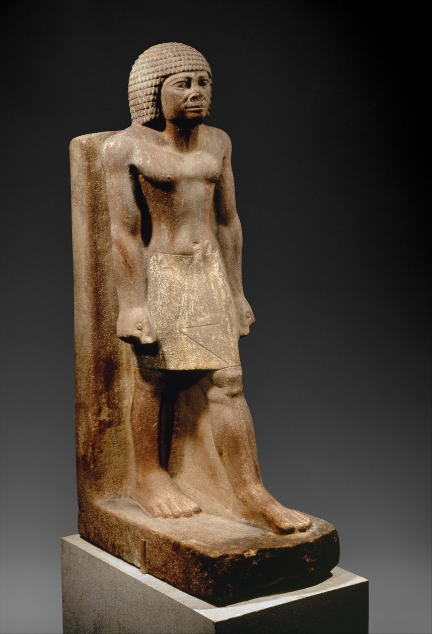 Kulkeva figuuri, c. 2575–2465 eaa. (maalattu kvartsiitti) tekijältä Egyptian 4th Dynasty