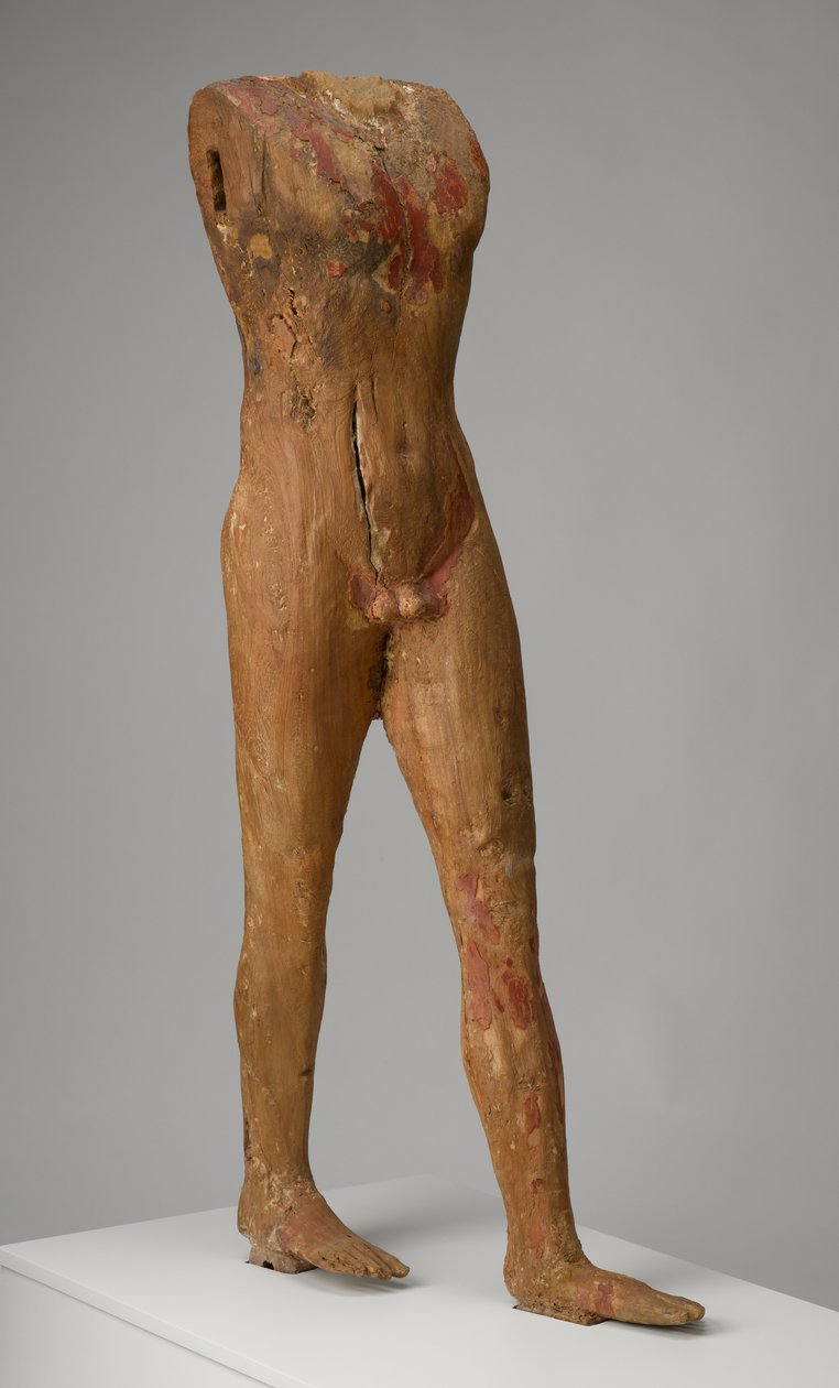 Miehen hahmo, noin 2494-2345 eKr. (puu, jossa jälkiä gessosta ja maalia). tekijältä Egyptian 5th Dynasty