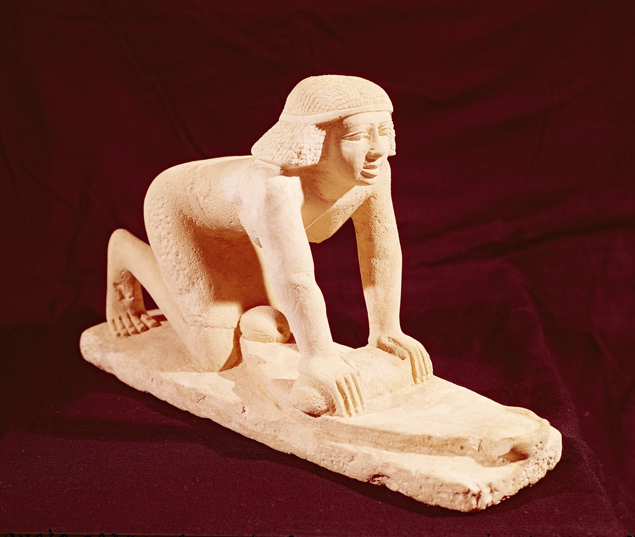 Malli palvelijasta, joka jauhaa viljaa, Old Kingdom, Saqqarasta tekijältä Egyptian 5th Dynasty