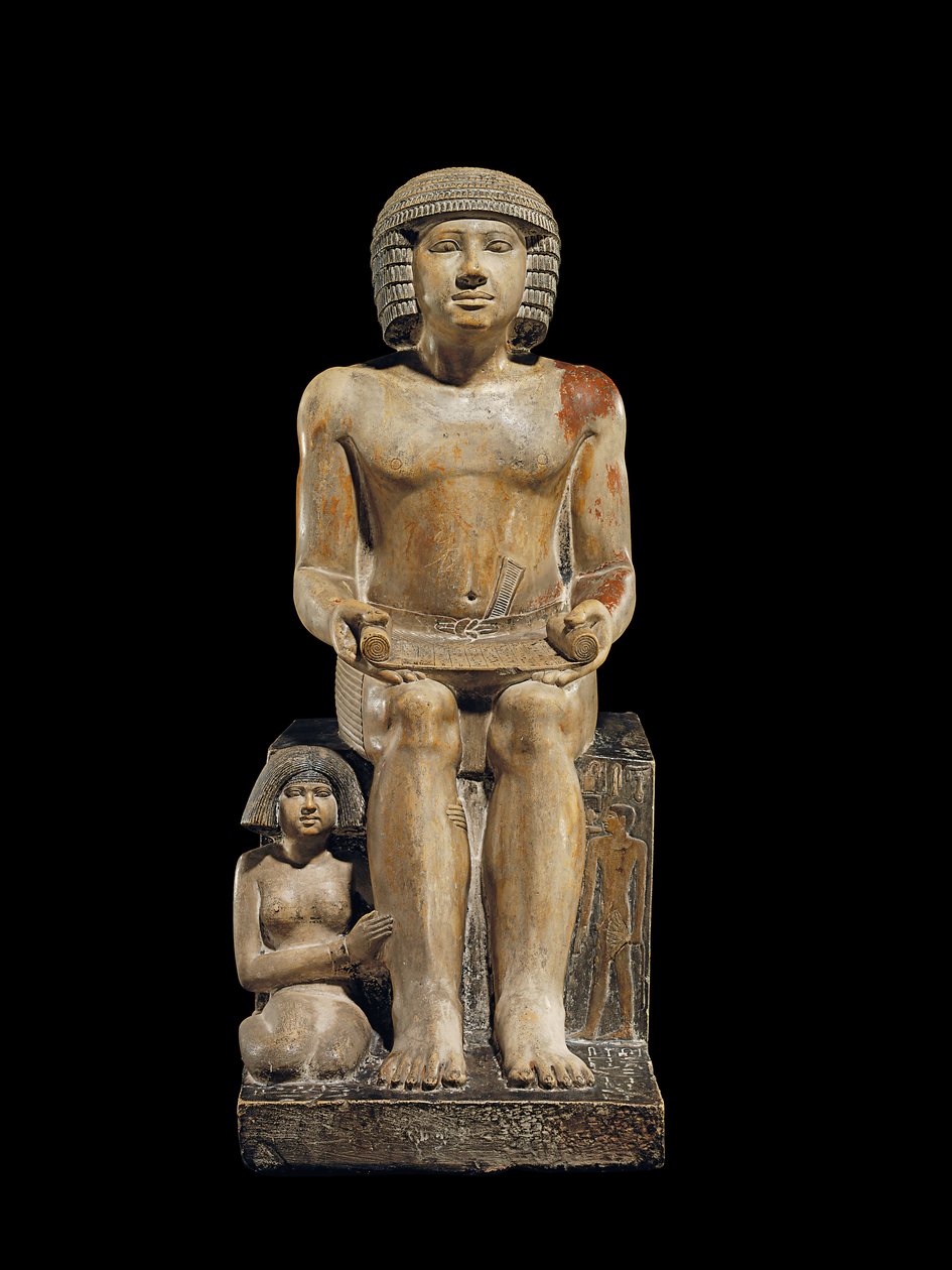 Patsas kirjanoppineiden tarkastajalle Sekhemkalle, noin 2400-2300 eKr. (maalattu kalkkikivi) tekijältä Egyptian 5th Dynasty