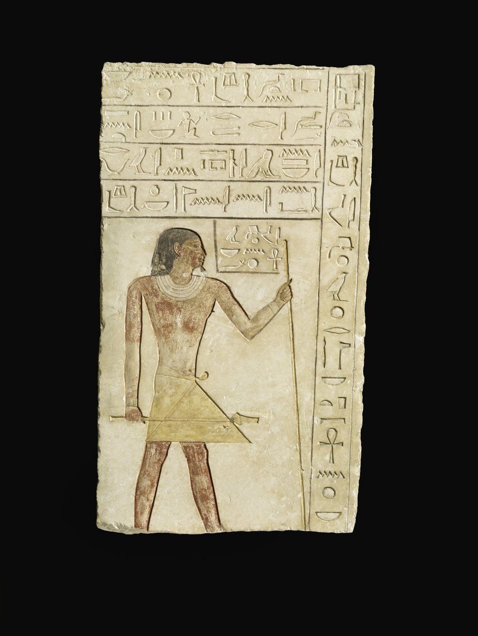 Reliefi, joka kuvaa Ankh-neb-efiä, 2345-2181 eKr. (kalkkikivi ja pigmentti) tekijältä Egyptian 6th Dynasty