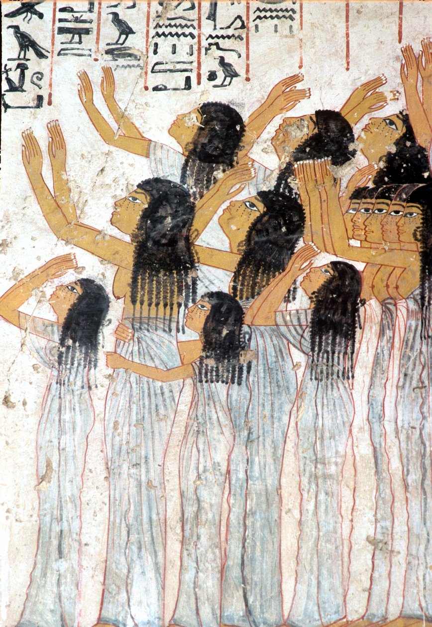 Muinainen Egypti, Maalaus, Fresko, Itkevät naiset hautajaiskulkueessa, Ramosen hauta, Thebe tekijältä Egyptian Egyptian