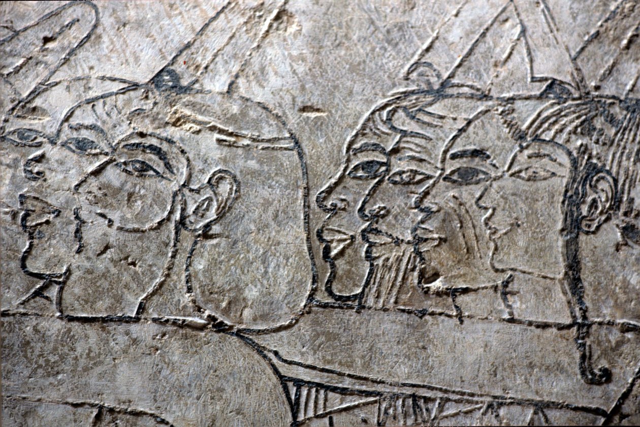 Muinainen Egypti, seinämaalaus, Aasialaiset vangit, Amarna-tyyli, Ramosen hauta, Aatelisten laakso, Thebanen tekijältä Egyptian Egyptian