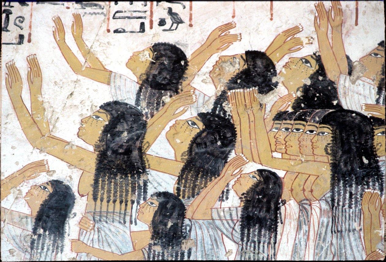 Muinainen Egypti, Seinämaalaus, Itkevät naiset hautajaiskulkueessa, Ramosen hauta, Thebea tekijältä Egyptian Egyptian