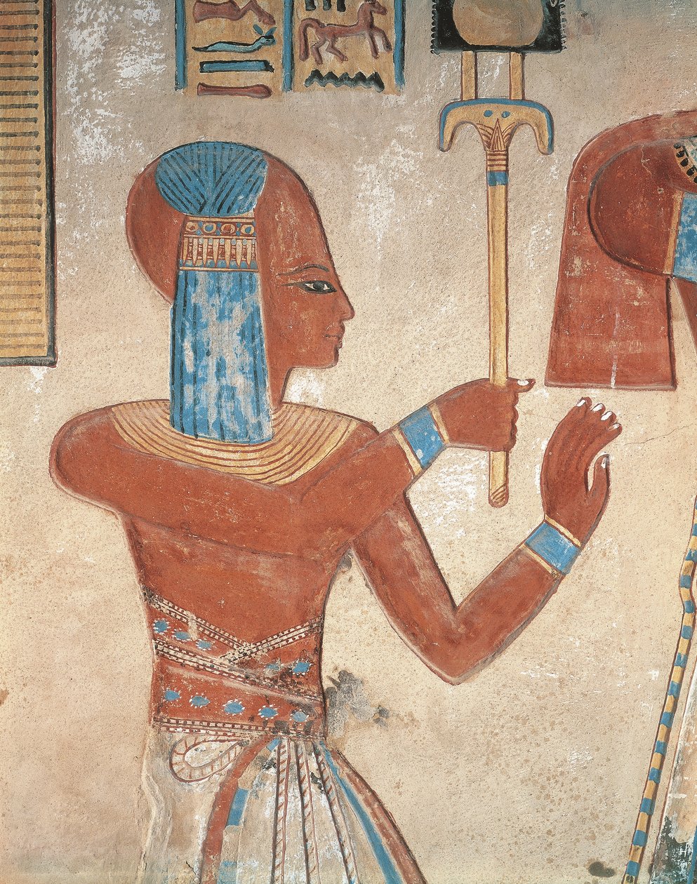 Egypti, Muinainen Thebes, Kuningattaren laakso, maalattu reliefi kuolleesta prinssistä Amenherkhepshefin haudalla tekijältä Egyptian Egyptian