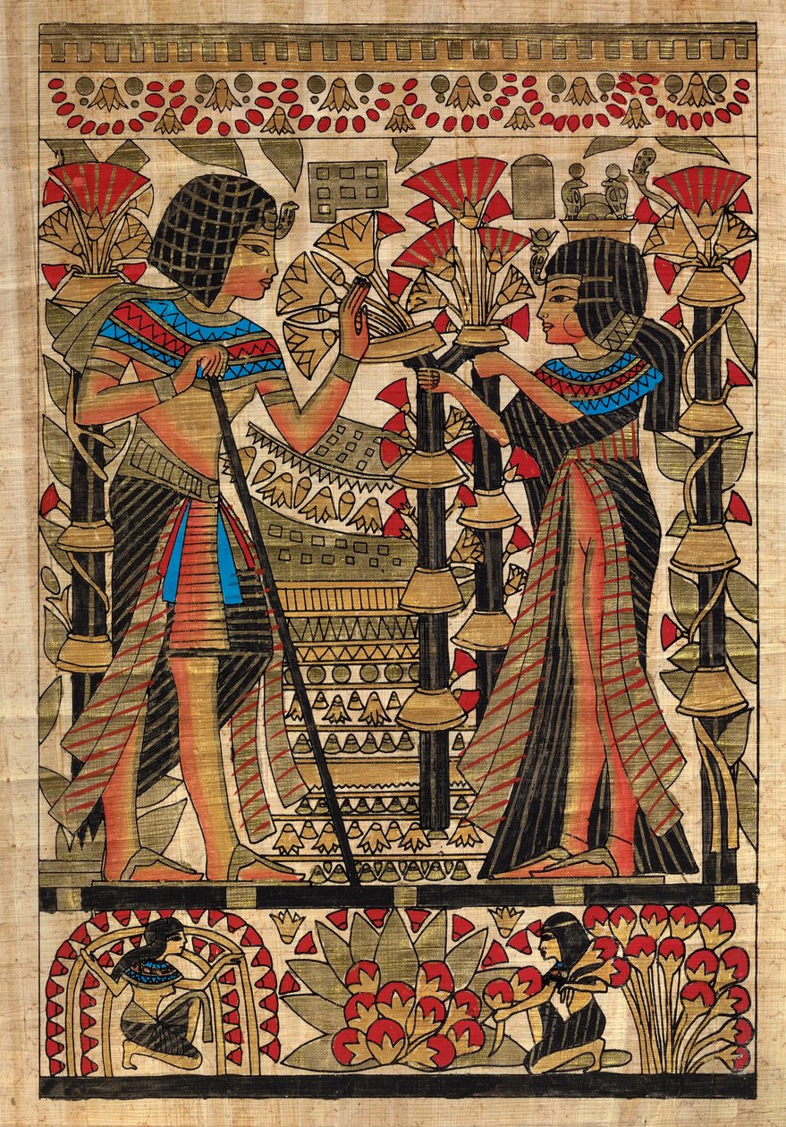 Egyptiläinen taide, Egyptin papyrus: Farao ja hänen vaimonsa, Coll, osa tekijältä Egyptian Egyptian