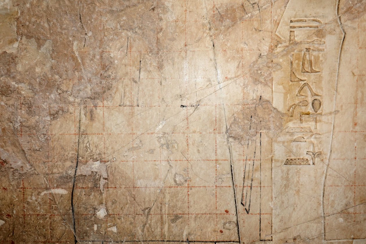 Hanke, joka koskee kopiota ruudukkopiirroksesta, Horuksen temppeli, Edfu. tekijältä Egyptian Egyptian