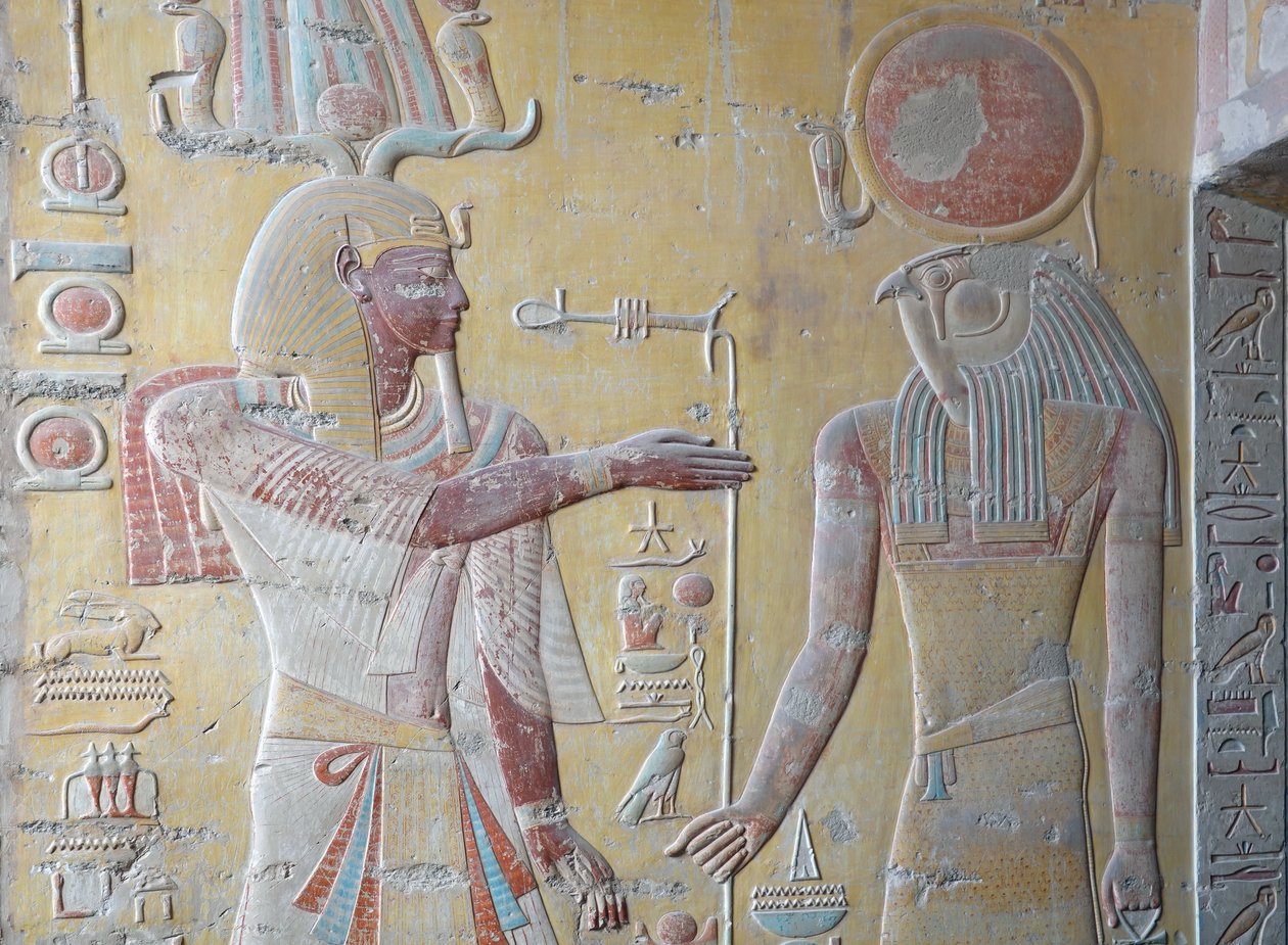 Aurinkokuningas Ra ja Niililähteiden vartija Khnum, Ramses IX:n hauta, Luxorissa. tekijältä Egyptian Egyptian