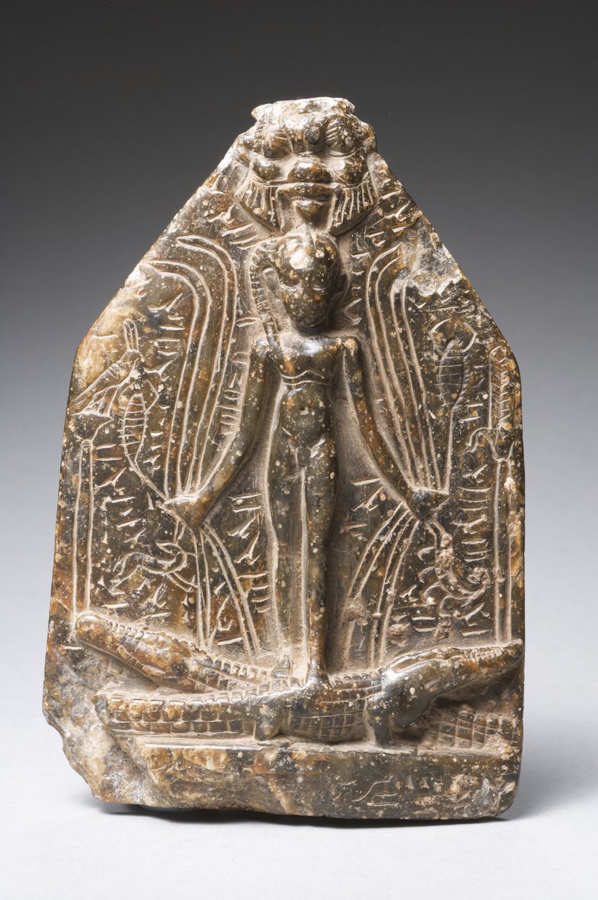 Cippus of Horus (serpentiinikivi) (katso myös 325606) tekijältä Egyptian Ptolemaic Period