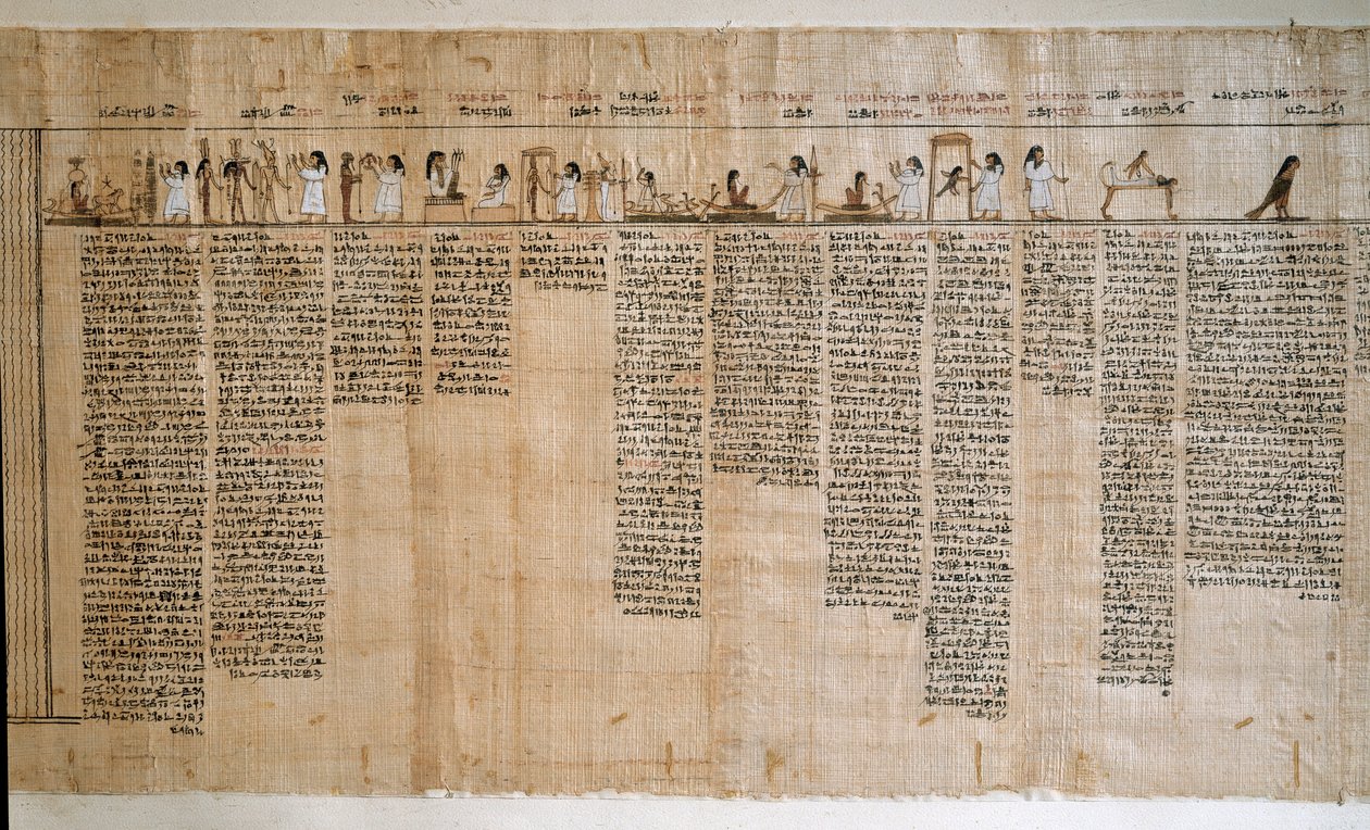 Egyptiläinen antiquit: Kuolleiden kirjan papyrus. Ptolemaioksen aikakausi. Torino, Egyptiläinen museo - Muinainen Egypti: papyrus Kuolleiden kirjasta. Ptolemaioksen aikakausi. Egyptiläinen museo, Torino, Italia tekijältä Egyptian Ptolemaic Period