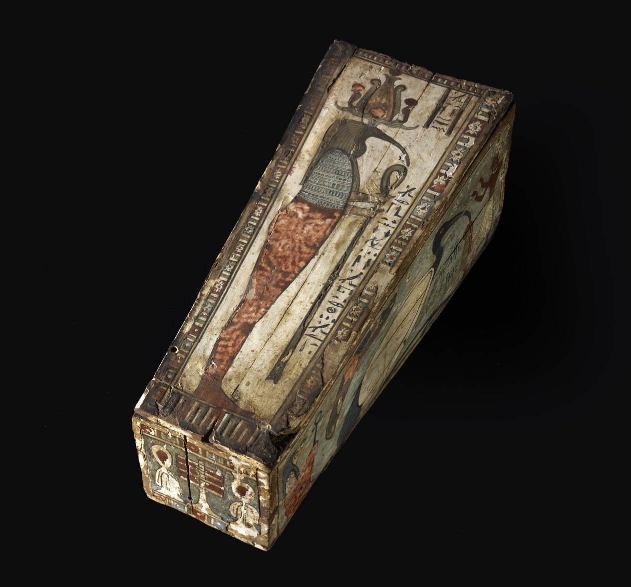 Thothin pyhän ibiksen maalattu puinen arkku, 305-30 eKr. (puu monivärisillä koristeilla) tekijältä Egyptian Ptolemaic Period