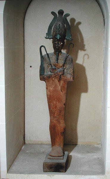Osirisin kultin patsas (maalattu puu ja pronssi) tekijältä Egyptian Ptolemaic Period