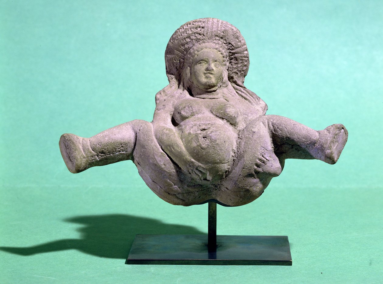 Synnyttävän naisen patsas, annettu raskaana oleville naisille onnistuneen synnytyksen vuoksi, Aleksandriasta (terrakotta) tekijältä Egyptian Ptolemaic Period