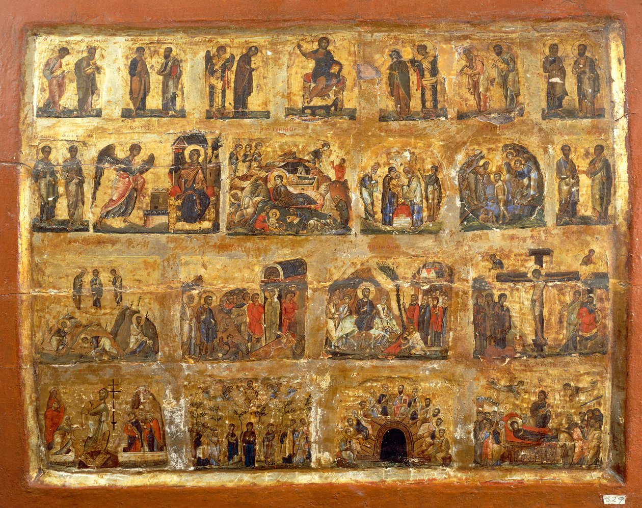 Deesis Row ja kaksitoista suurta juhlaa (maali ja kultalehti paneelissa) tekijältä Egyptian School