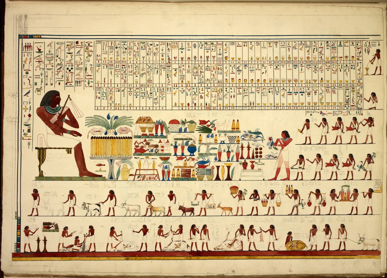 Egyptin hieroglyfit Viewsista jne. Sheikh-Hassanista Beni-Hassaniin, Atlas Folio (paperi) tekijältä Egyptian School