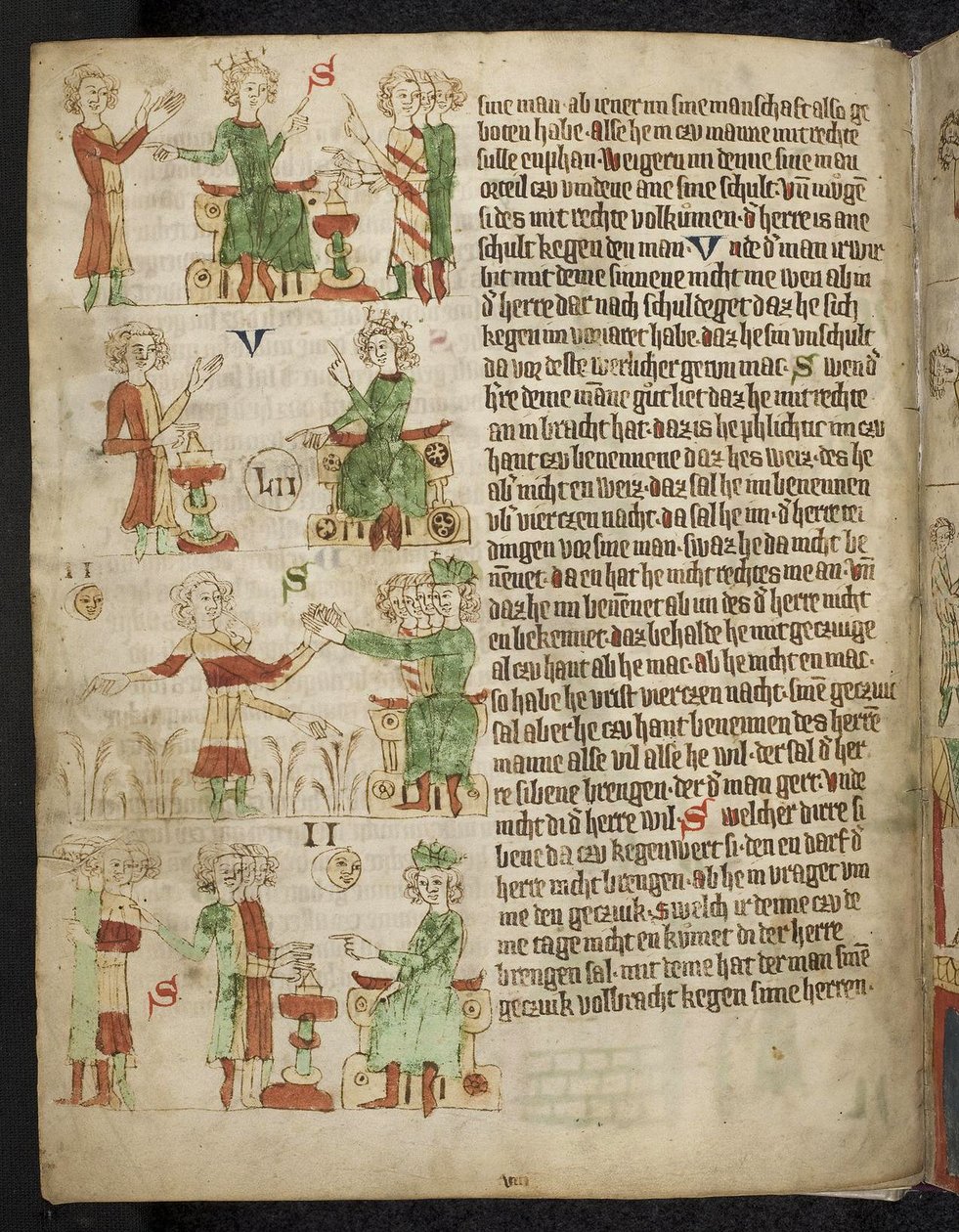 Feodaalinen laki. Heidelbergin Sachsenspiegelistä, 1300-luku tekijältä Eike von Repgow