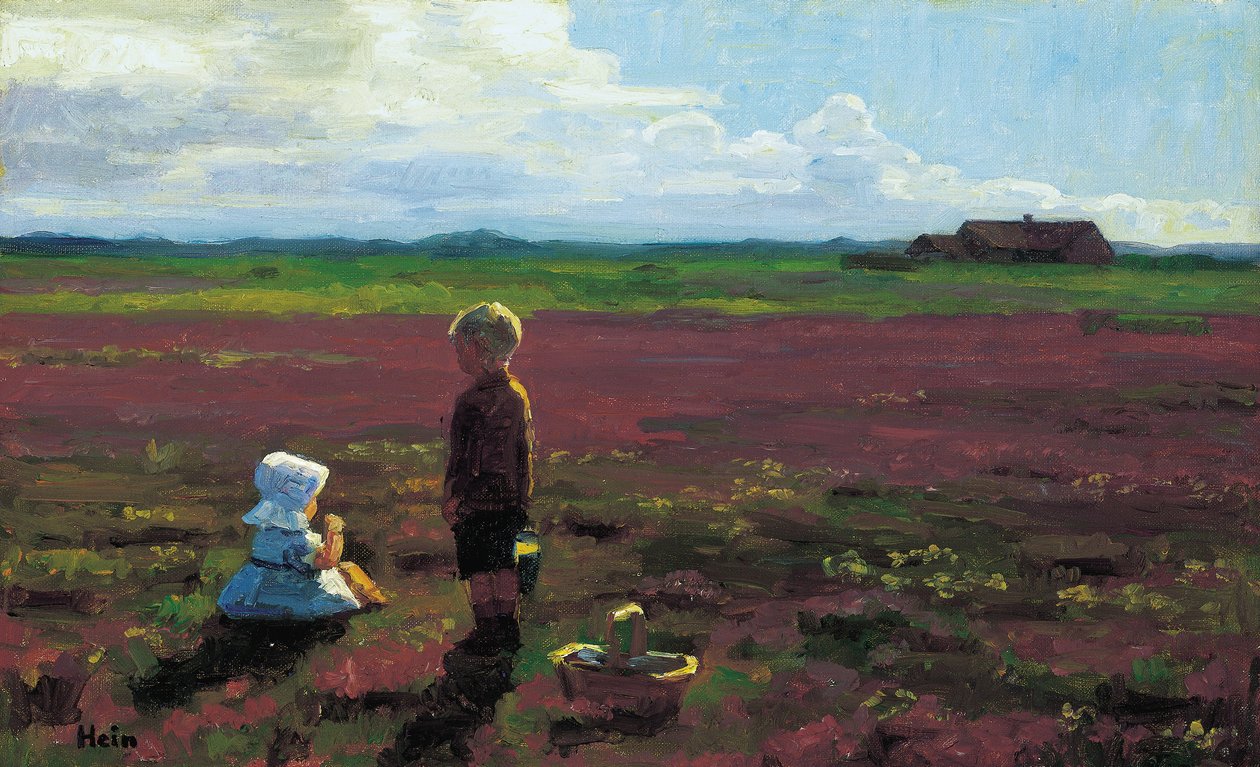 Lapset poimivat marjoja nummelta tekijältä Einar Hein