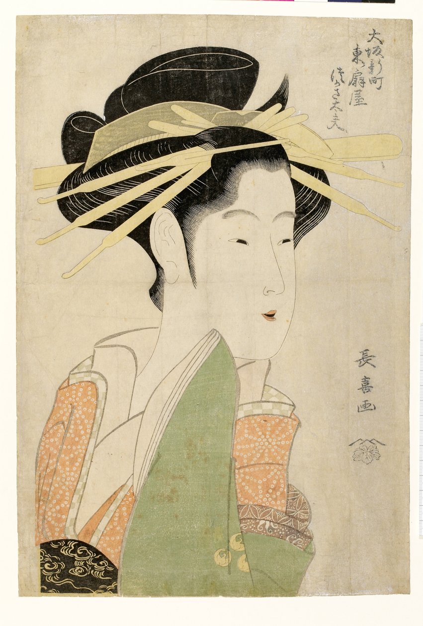 Tsukasa Yu f Higashi Ogiya jäsen Osaka s Shinmachi Jist Science CT, n. 1800 tekijältä Eishōsai Chōki