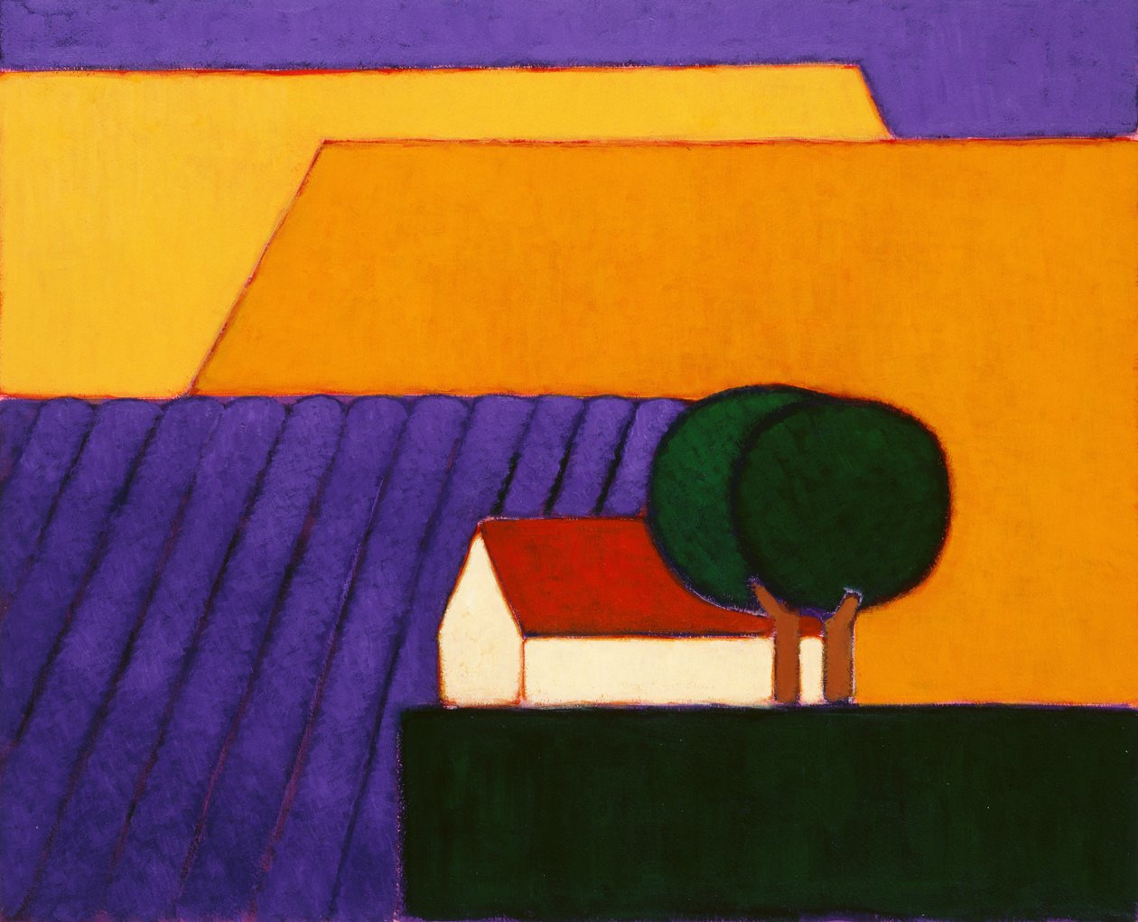 Lavender Field, Provence, 2004 (akryyli paperille) tekijältä Eithne Contemporary Artist Donne