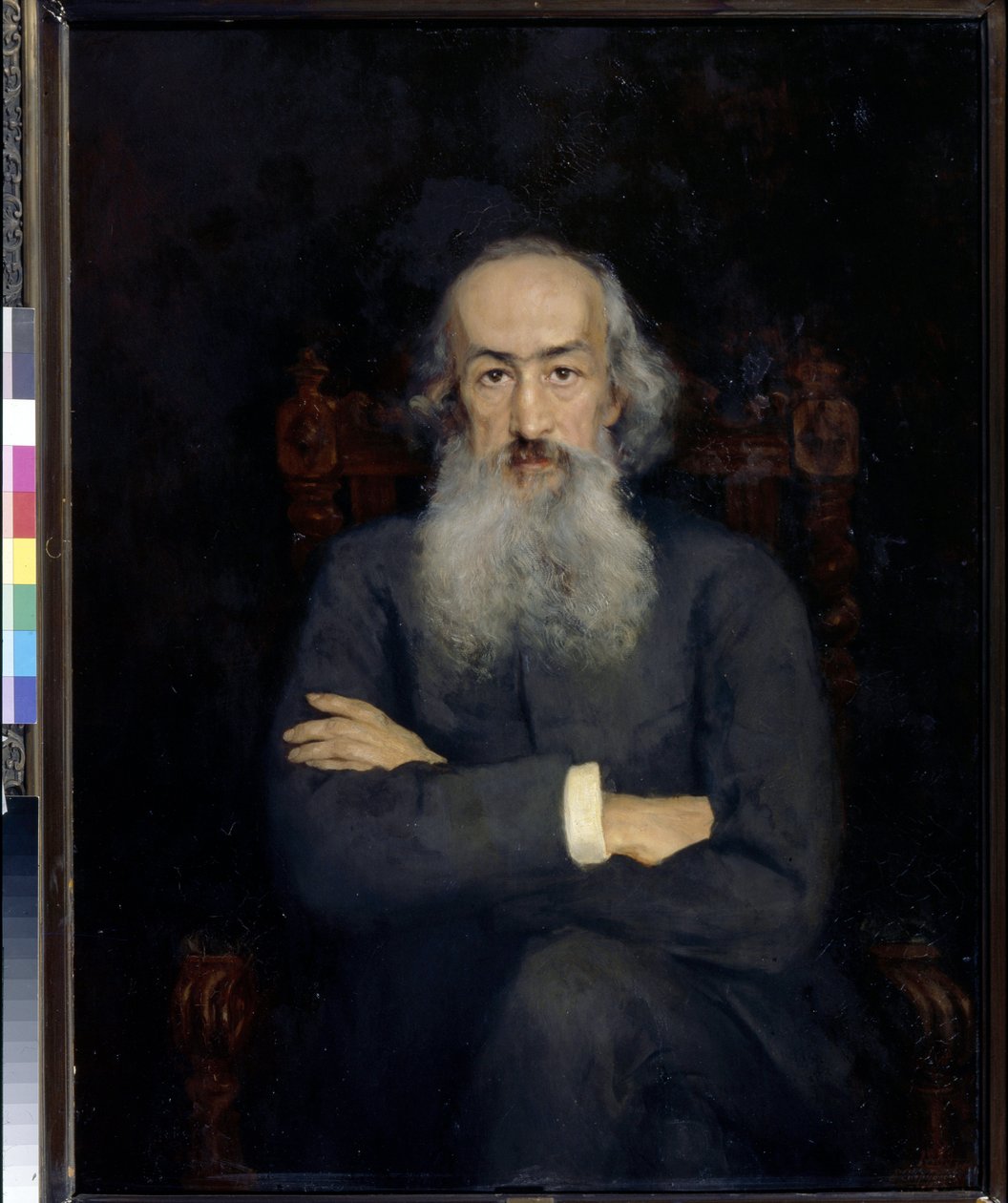 Historioitsija Constantin Bestoujev Rioumine (Bestoujev-Rioumine) (1829-1897) muotokuva - Ekaterina Sergeevna Zarudnaya Kavosin (1862-1918) maalaus, öljy kankaalle (101x79 cm) tekijältä Ekaterina Sergeevna Zarudnaya Kavos