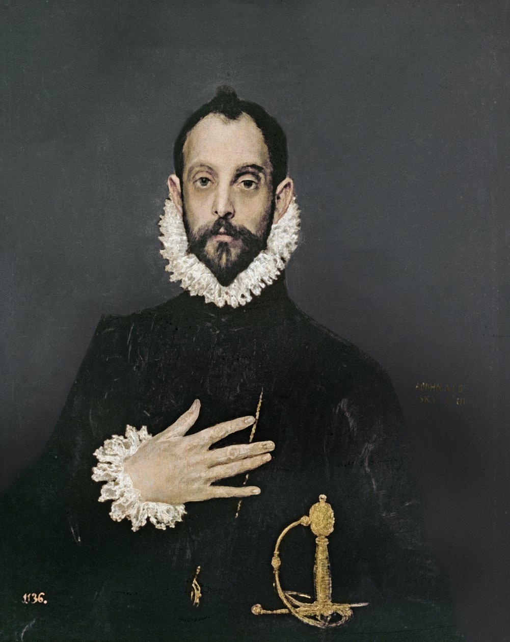 Herrasmies käsi rinnallaan, n. 1580 tekijältä El Greco