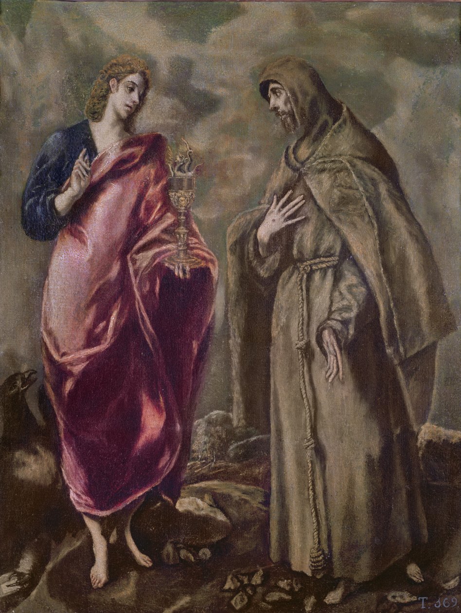 Pyhä Johannes evankelista ja pyhä Franciscus Assisilainen, noin 1608 tekijältä El Greco