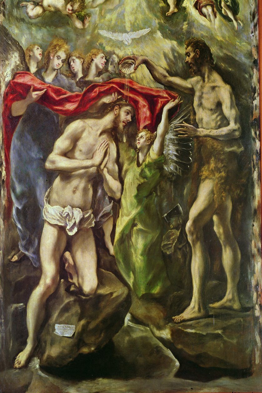 Kristuksen kaste (yksityiskohta Kristuksesta ja Pyhästä Johannes Kastajasta), 1596-1600 tekijältä El Greco