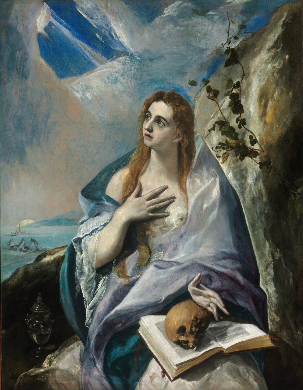 ""La Madeleine repentante"" Maalaus: Domenikos Theotokopoulos dit El Greco (1541-1614) 16eme siecle - El Greco, Dominico (1541-1614) - 1577 - Öljy kankaalle - 156,5x121 - Szepmuveszeti Muzeum, Budapest tekijältä El Greco