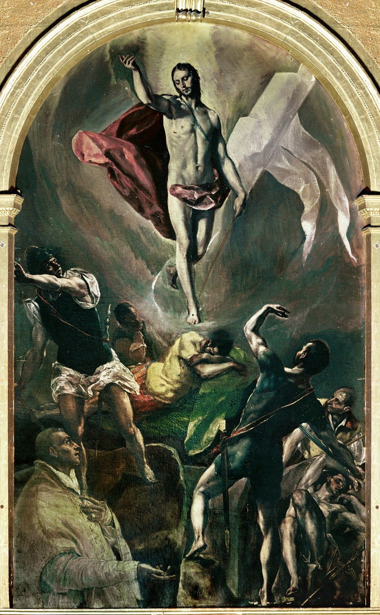 Ylösnousemus (maalaus kankaalle) tekijältä El (1541-1614) Greco