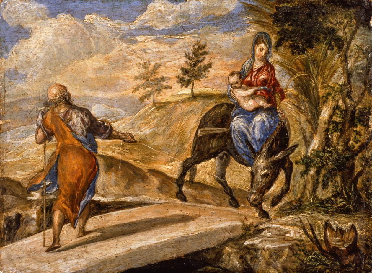 Lento Egyptiin (öljy paneelissa) tekijältä El Greco