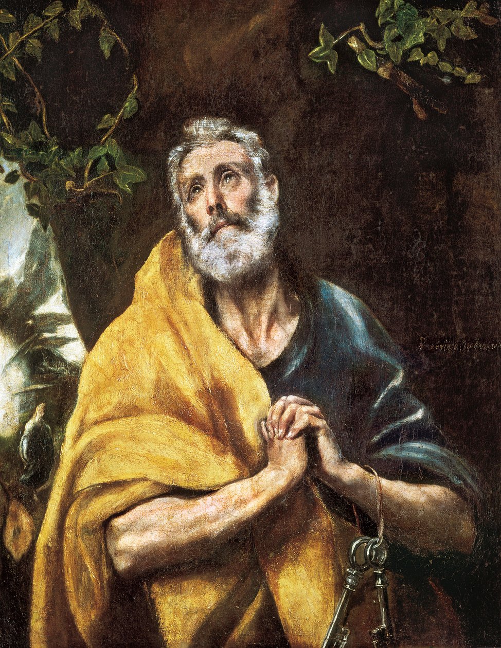"Pyhän Pietarin kyyneleet", n. 1594-1604 (öljy kankaalle) tekijältä El Greco