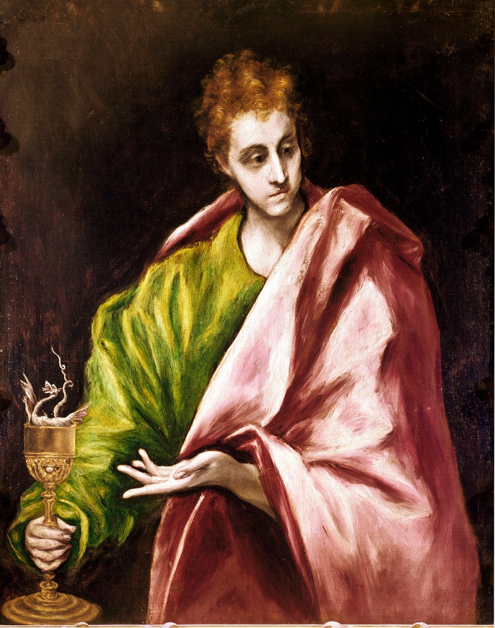 Toledon katedraalin apostolaatti: Apotre Pyhä Johannes Evankelista. Domenikos Theotokopoulos dit El Grecon maalaus (1540-1614) tekijältä El Greco
