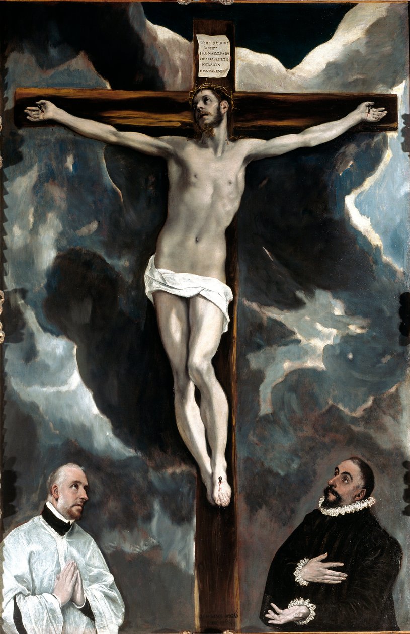 Kristus ristillä palvoo kaksi lahjoittajaa (maalaus tekijältä El Greco