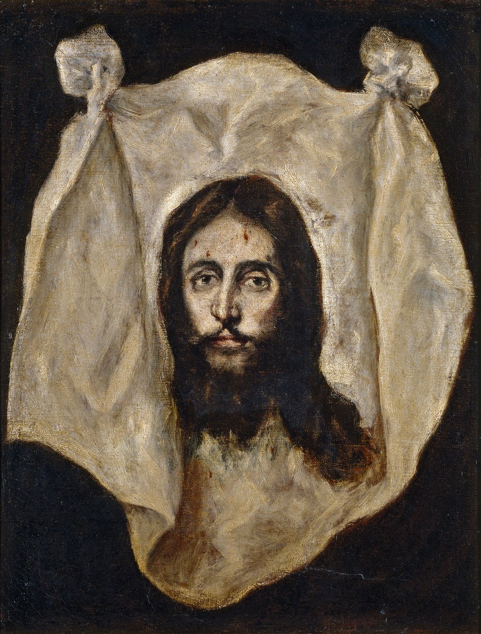 ""Mandylion tai Edessen kuva"" (Pyhä Mandylion tai Vernikeli) Domenikos Theotokopoulos dit El Grecon (1541-1614) maalaus 1586-1595 - Öljy kankaalle Koko 71x54 cm Museo del Prado, Madrid tekijältä El Greco