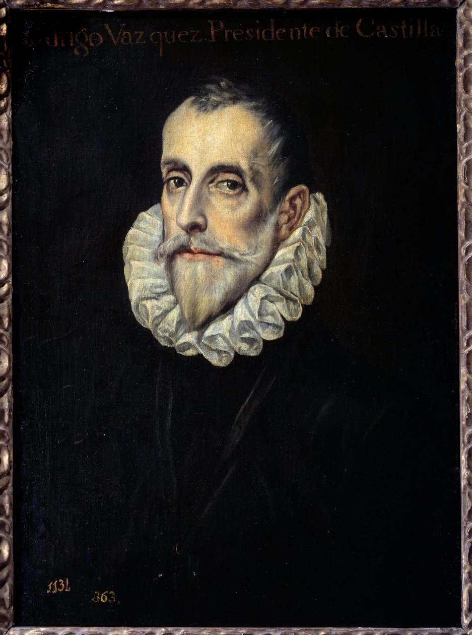 Domenikos Theotokopoulos dit El Grecon (1541-1614) valtio- ja kastilianeuvoston puheenjohtajan Rodrigue Vazquezin muotokuva 1500-luvun su. 0,66x0,4m. Madrid, Prado-museo tekijältä El Greco