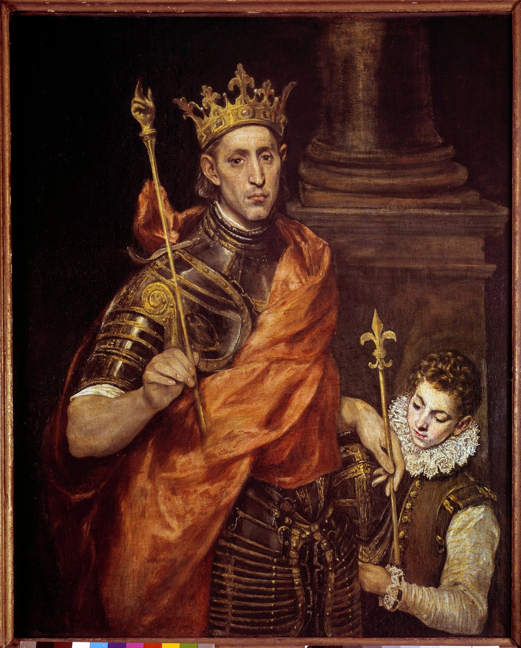 Pyhän Ludvig (Louis IX) muotokuva yhdellä sivulla (1214-1270) Domenikos Theotokopoulos dit El Grecon maalaus (1541-1614) Sun. 1,20 x 0,96 m tekijältä El Greco