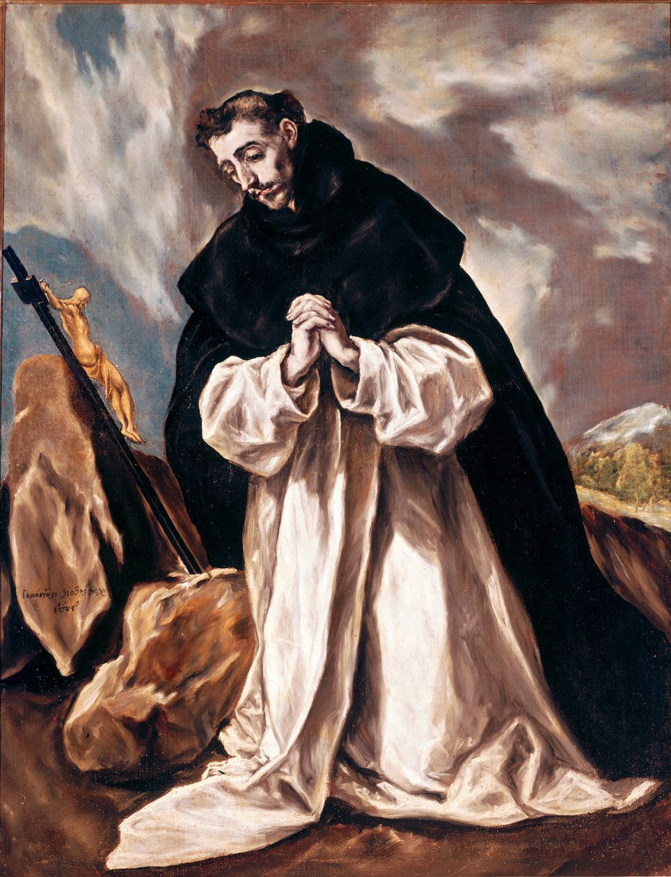 Pyhä Dominica rukouksessa Domenikos Theotokopoulos dit El Grecon maalaus (1541-1614) 1598-1603 su. 120x88 cm Toledon katedraali (Toledo) tekijältä El Greco