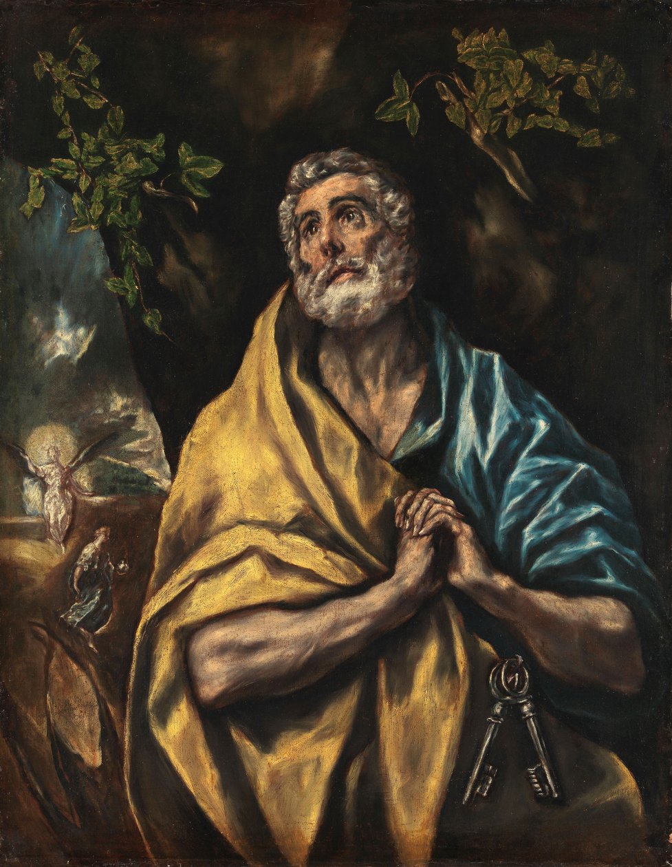 Pyhä Pietari katuva, n. 1590 (öljy kankaalle) tekijältä El Greco