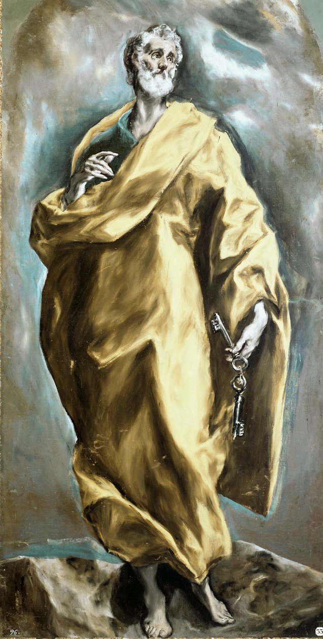 Pyhä apostoli Pietari. Domenikos Theotokopoulos dit El Grecon maalaus (1540-1614) tekijältä El Greco