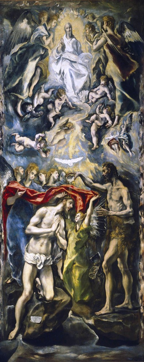 Kristuksen kaste, n. 1597 (öljy kankaalle) tekijältä El Greco