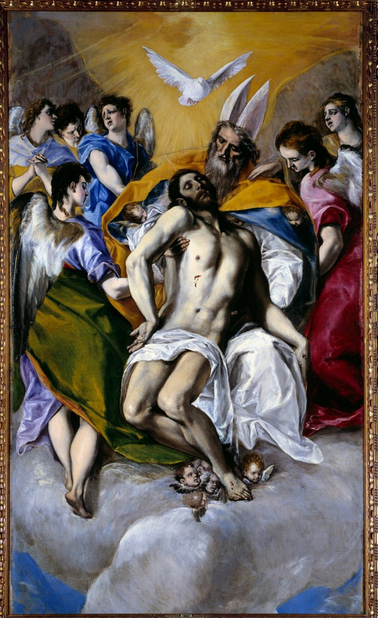 Domenikos Theotokopoulos Dit El Grecon (1540-1614) kolminaisuusmaalaus 1577 su. 3x1,79 m Madrid, Prado-museo tekijältä El Greco