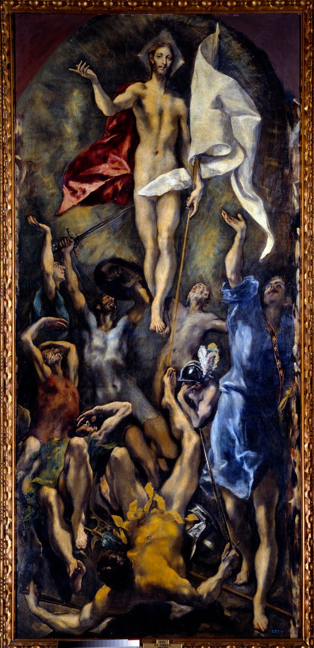 Kristuksen ylösnousemus. Domenikos Theotokopoulos Dit El Grecon (1540-1614) maalaus tekijältä El Greco