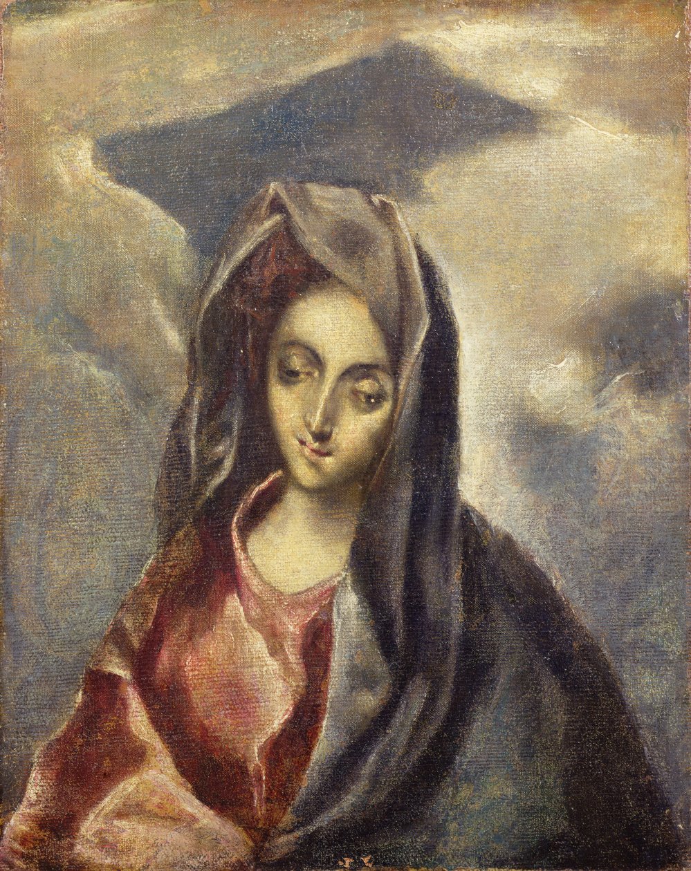 Madonna, n. 1600 (öljy kankaalle) tekijältä El Domenico (after) Greco