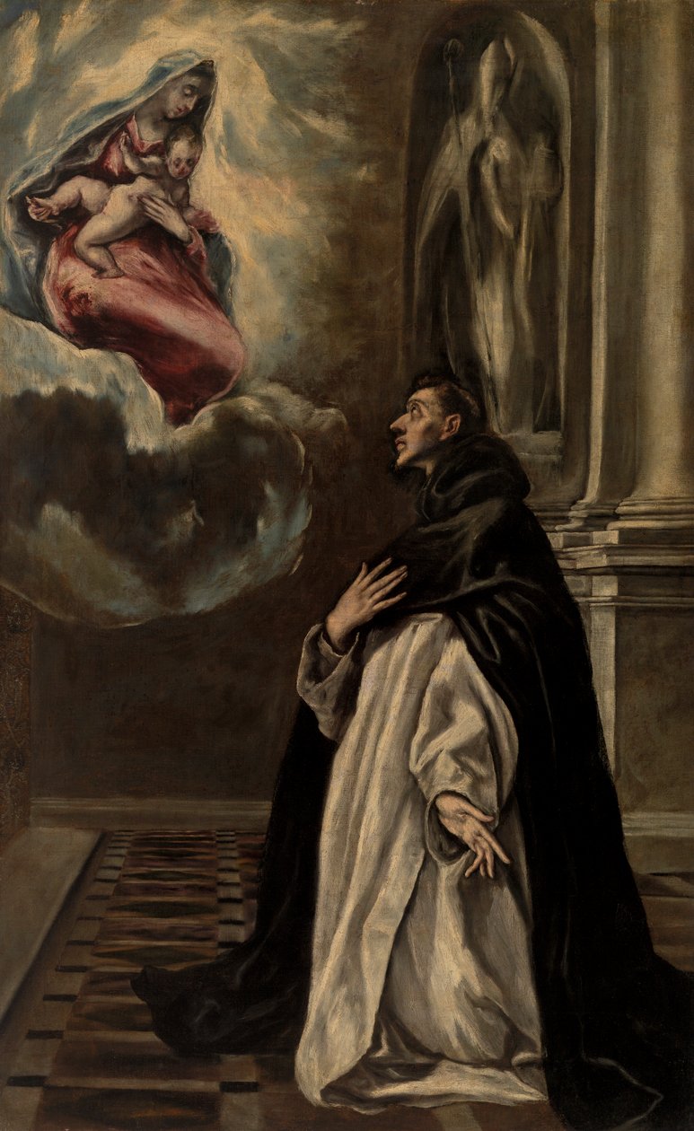 Neitsyen ja lapsen ilmestyminen Pyhälle Hyasintille tekijältä El Greco (Domenikos Theotokopoulos)