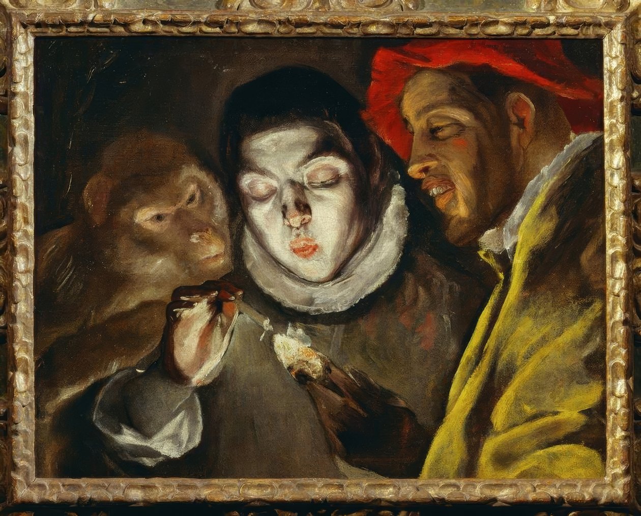 Affe, Kerze anzündender Knabe und Mann tekijältä El Greco